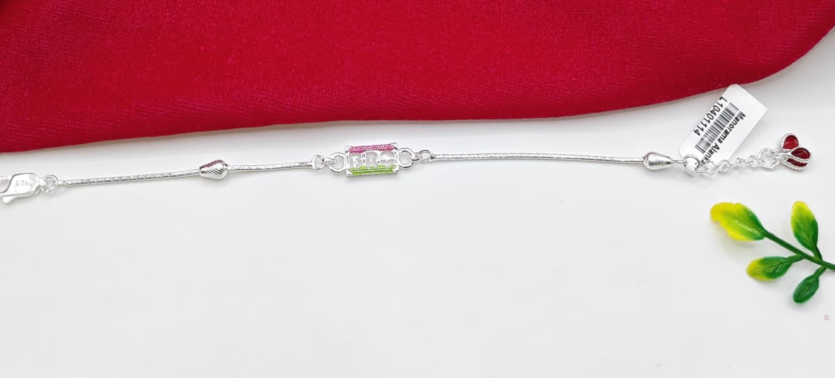 Sterling Silver Personalized "Princess" Bracelet for Girls with Heart Charms