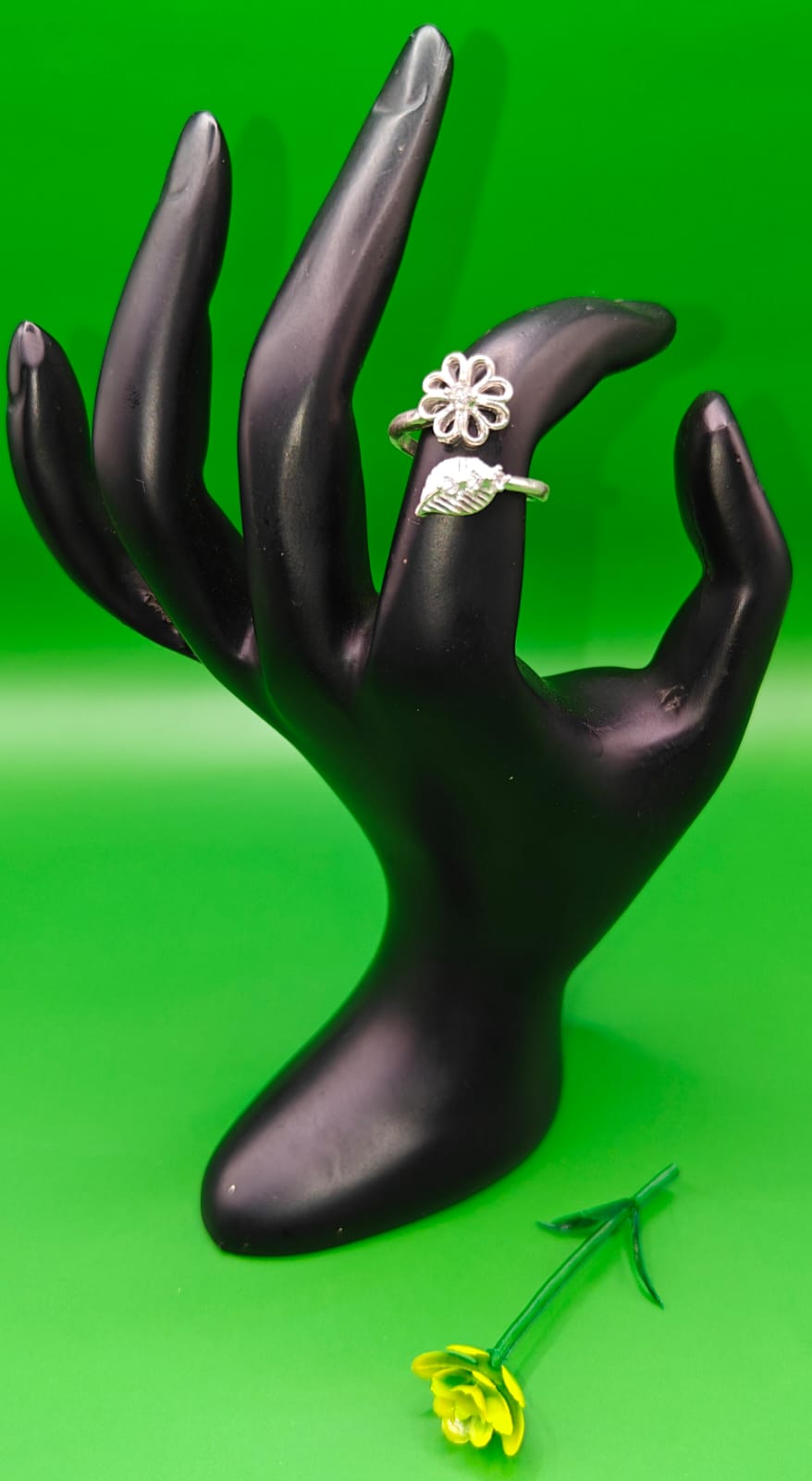 Aabha Flower & Leaf Silver Ring
