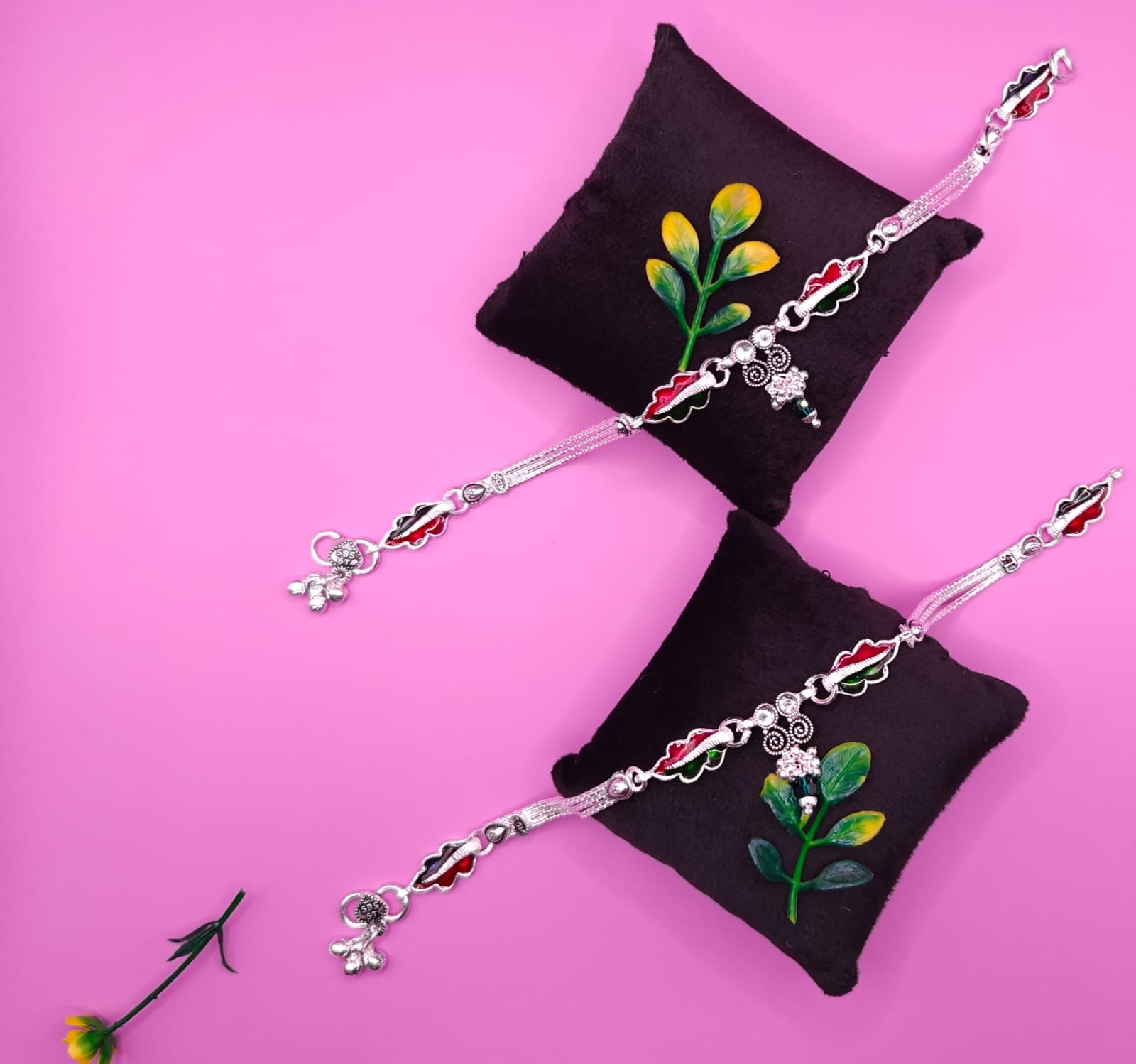 Aabha Colorful Silver Payal for Women & Girls