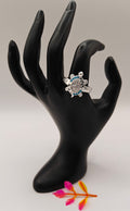 Turtle Silver Ring with Blue Enamel