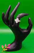 Aabha Glittering Flower Ring with Green Stone