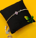 Silver-Plated Heart & Peacock Stone Rakhi Bracelet for Raksha Bandhan