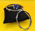 Solid Silver Bangles with Colorful Stones