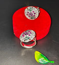 Round toe ring with pink and clear stone