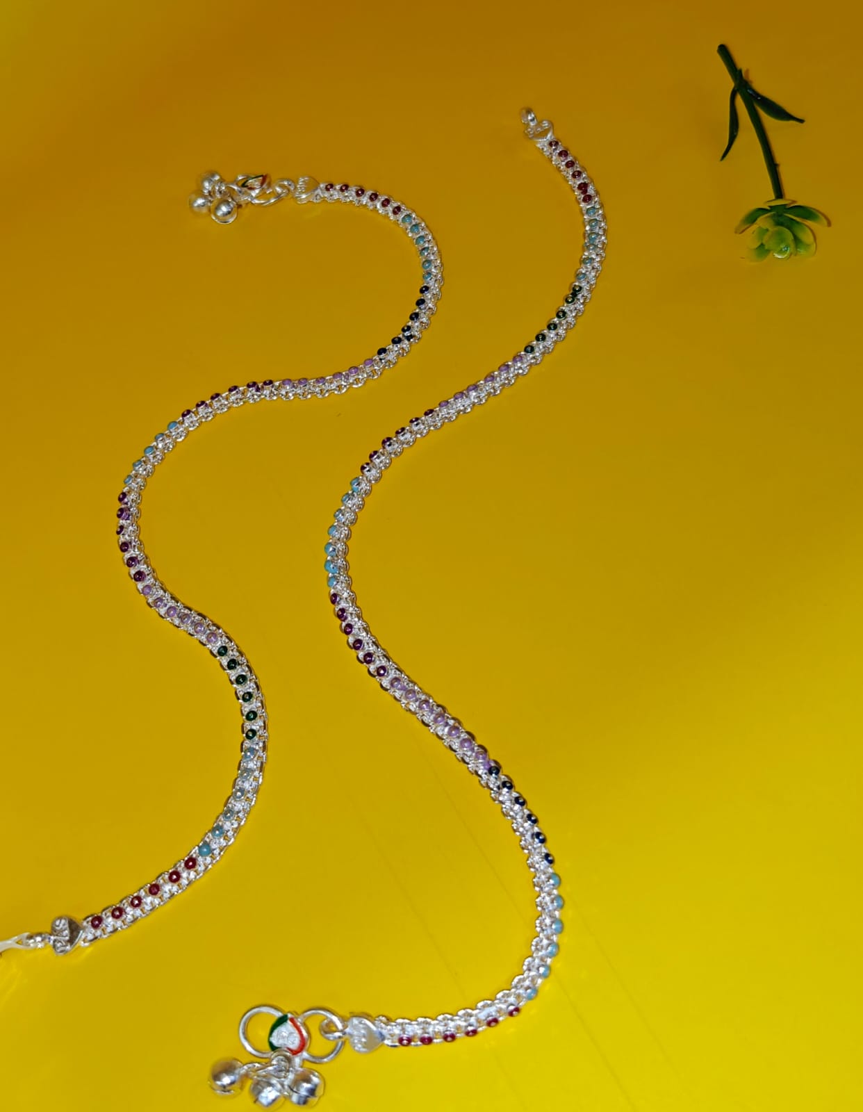 Rainbow Crystal Silver Payal
