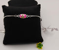 Sterling Silver Pink Enamel Ganesha Adjustable Bracelet for Women & Girls