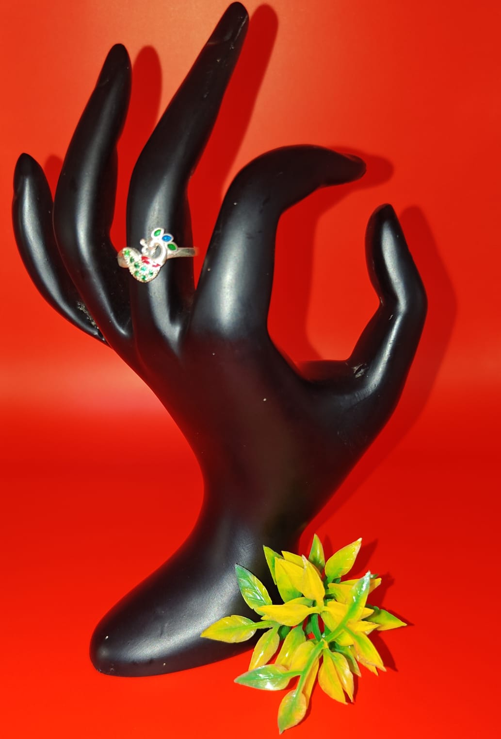 Aabha Peacock Silver Ring