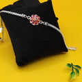 Silver Lotus Bracelet with Enamel Detailing & Cz Accents