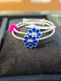 Blue Floral Silver Baby Kada Pair